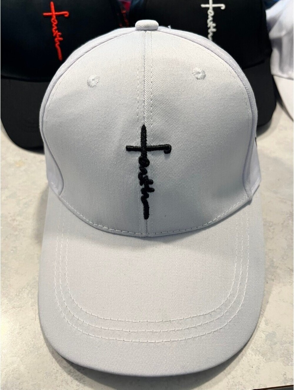 Faith Embroidered White Baseball Cap - Adjustable & Stylish